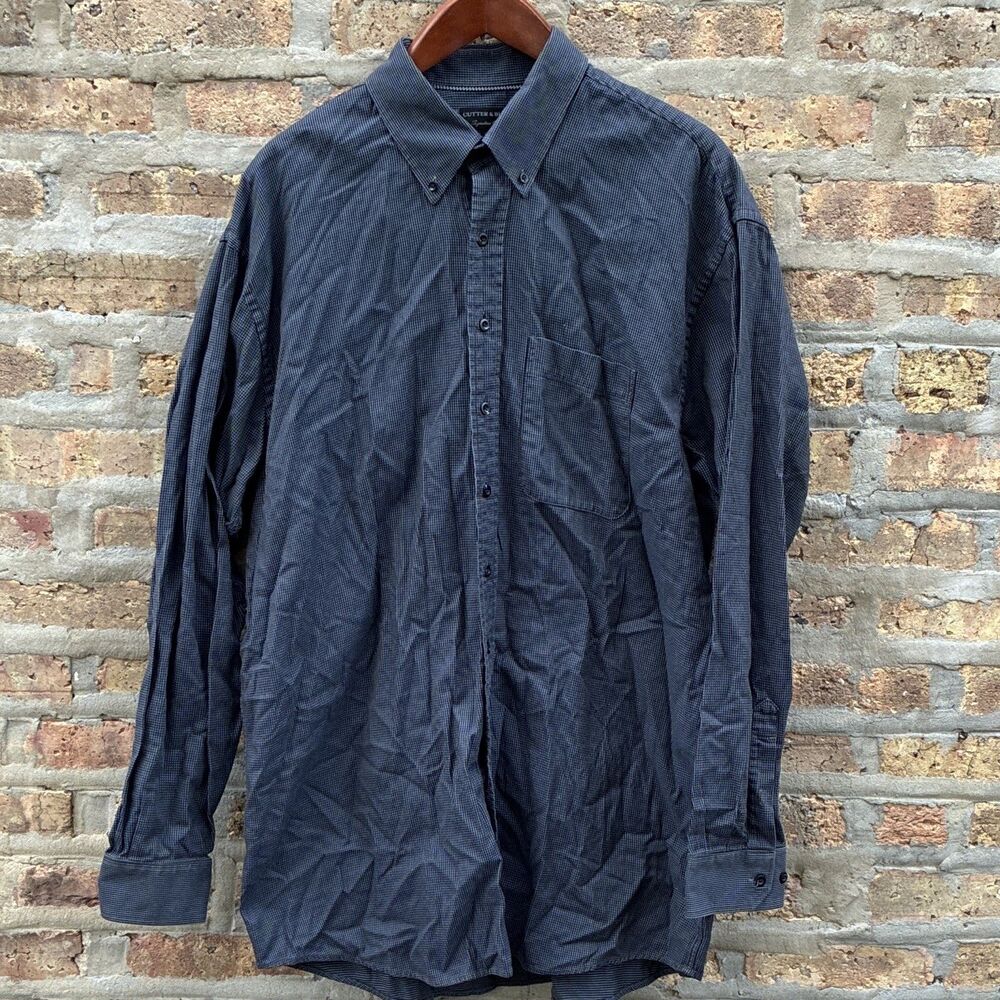Cutter & Buck Signature Collection XLT Blue Check Button-Down Shirt 100% cotton
